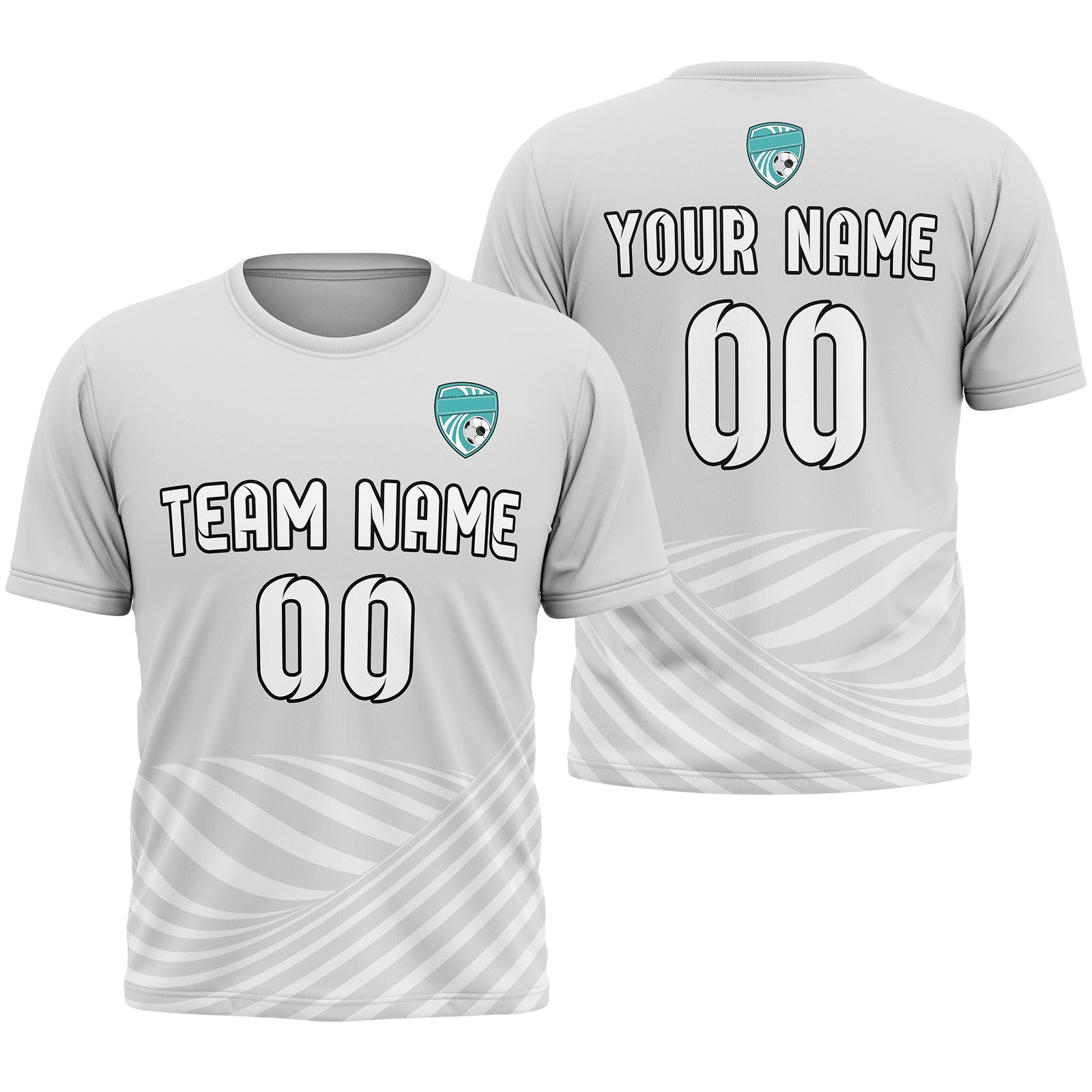 Soccer Jersey - Round Neck - Stripes - Design 4 - Grey