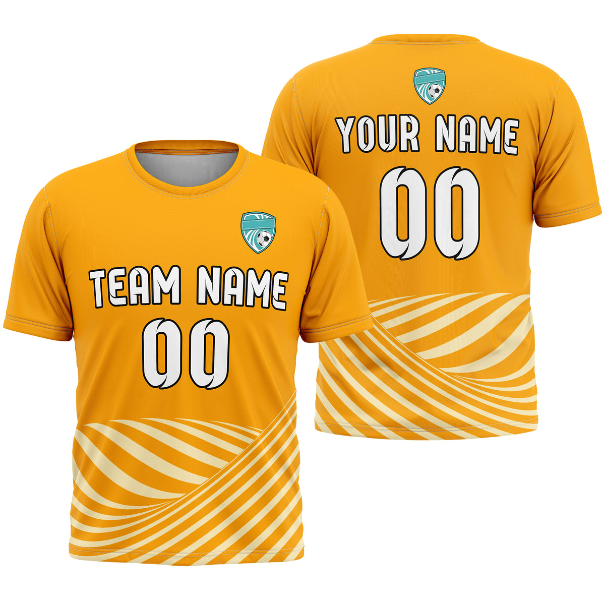 Soccer Jersey - Round Neck - Stripes - Design 4 - Orange