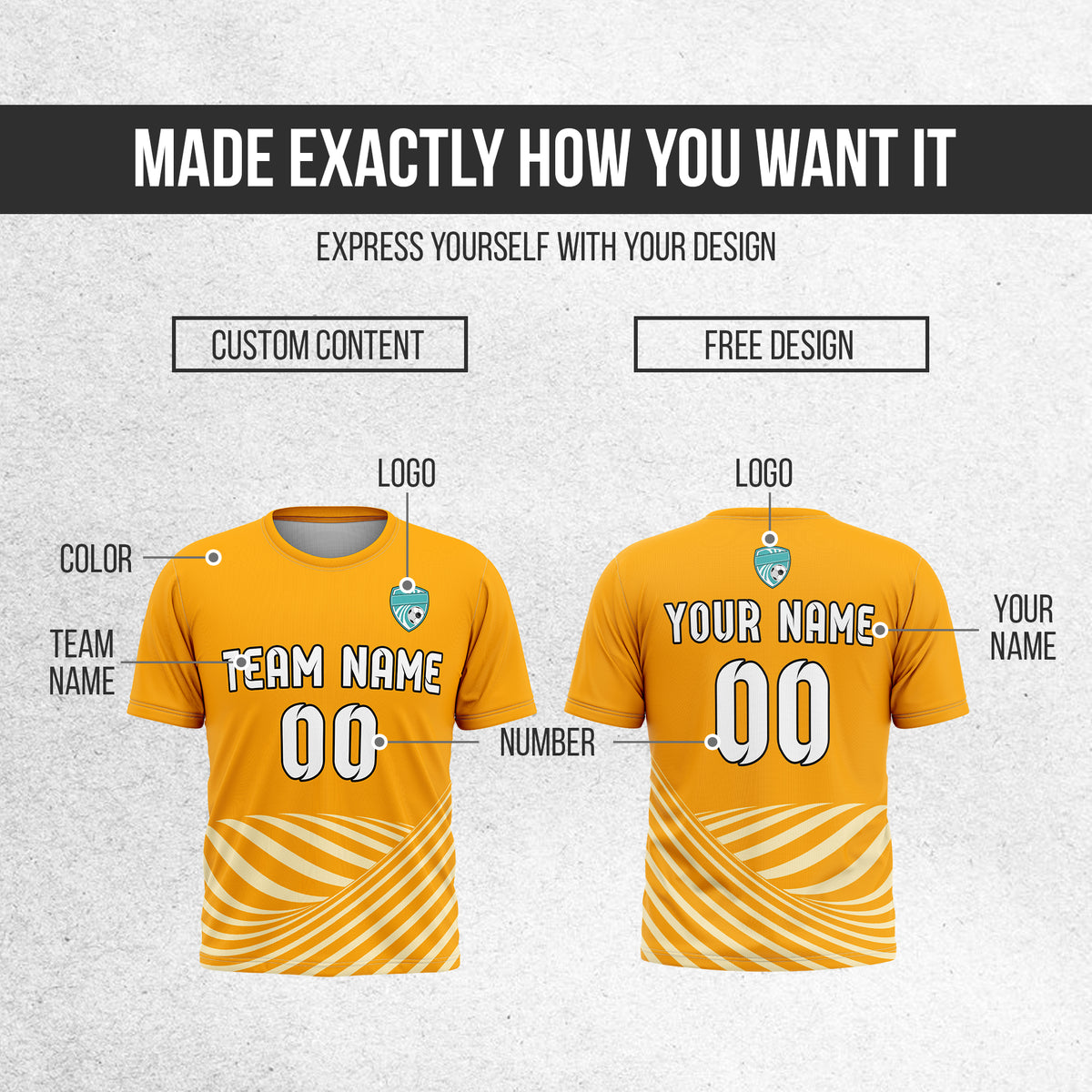 Soccer Jersey - Round Neck - Stripes - Design 4 - Orange