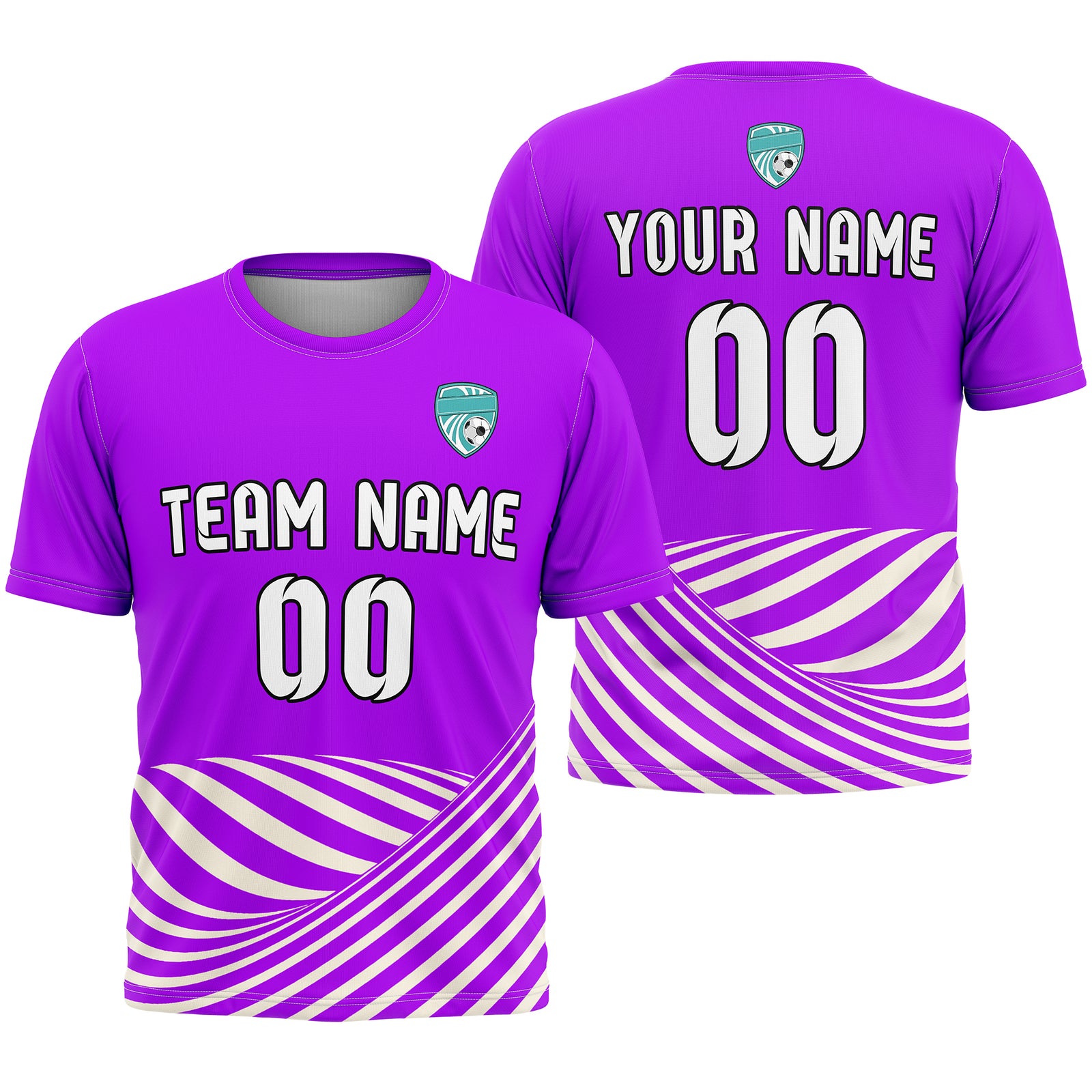 Soccer Jersey - Round Neck - Stripes - Design 4 - Purple