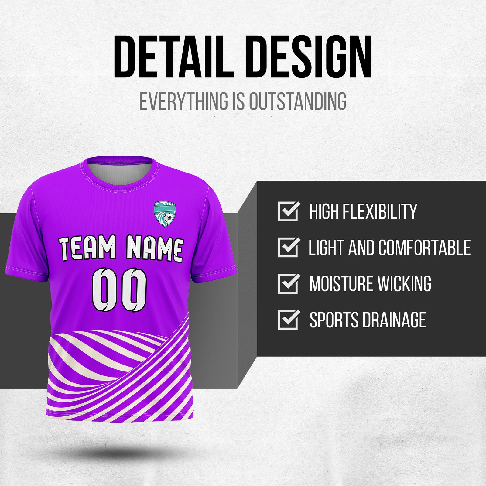 Soccer Jersey - Round Neck - Stripes - Design 4 - Purple