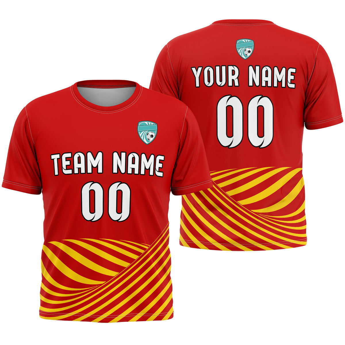 Soccer Jersey - Round Neck - Stripes - Design 4 - Red