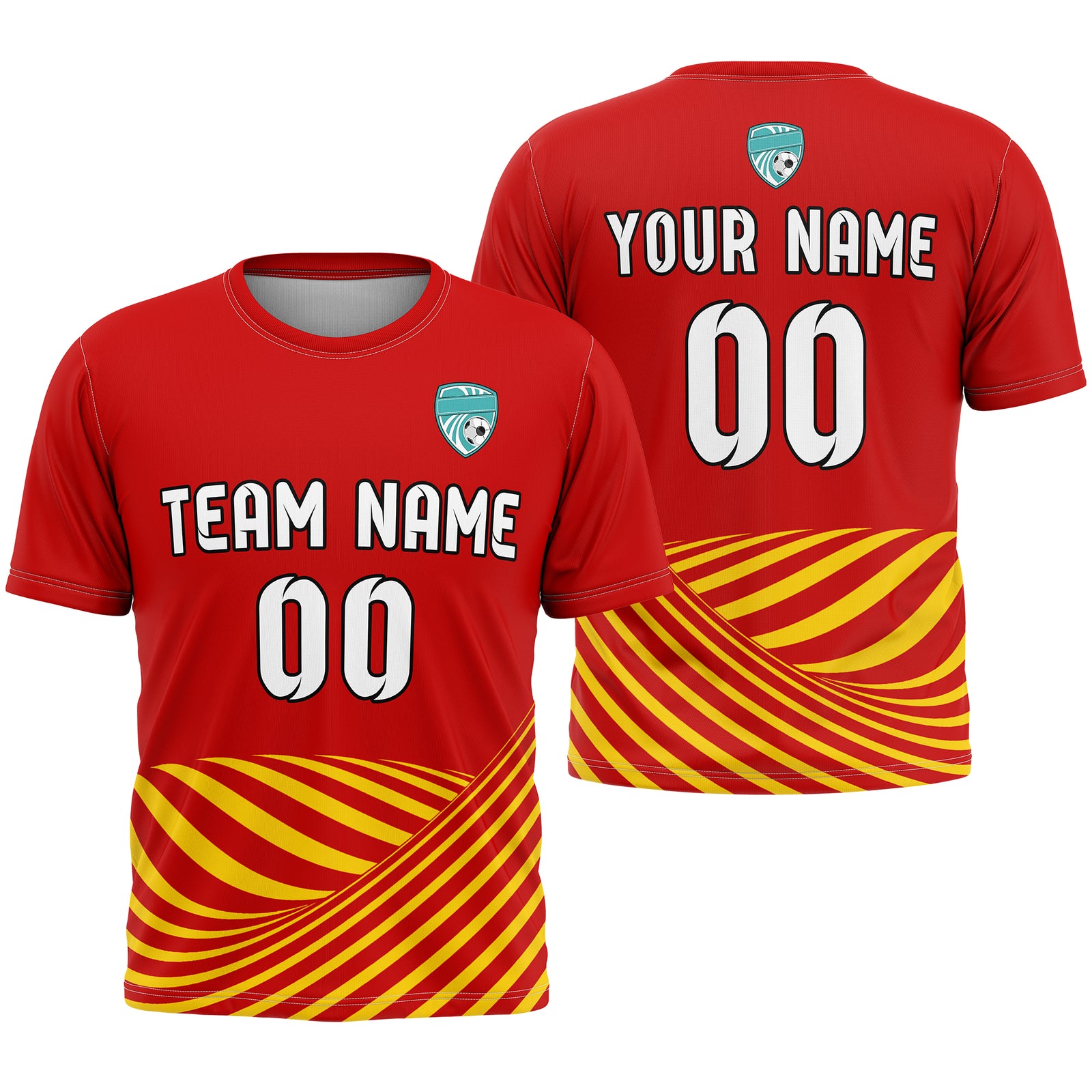 Soccer Jersey - Round Neck - Stripes - Design 4 - Red