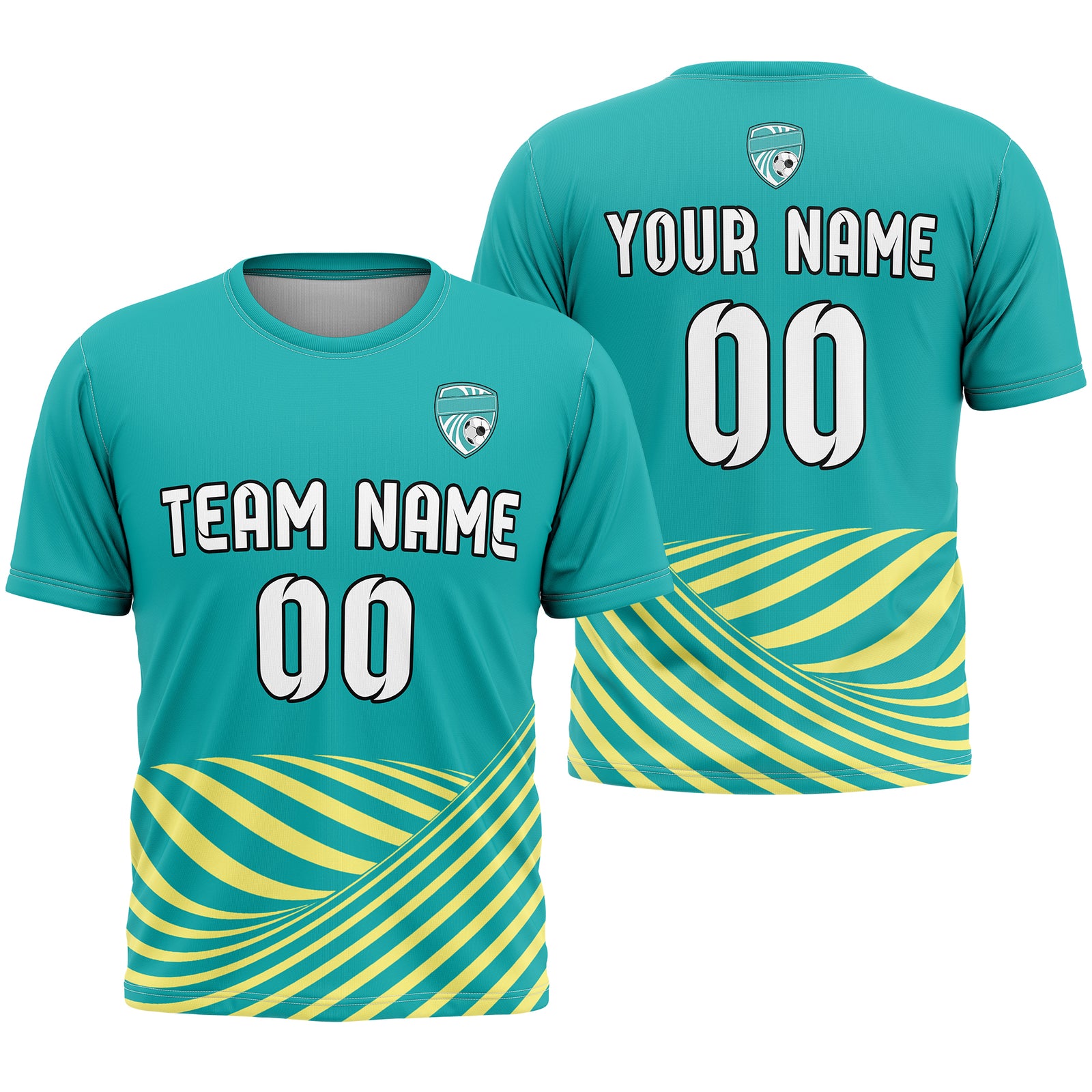Soccer Jersey - Round Neck - Stripes - Design 4 - Teal
