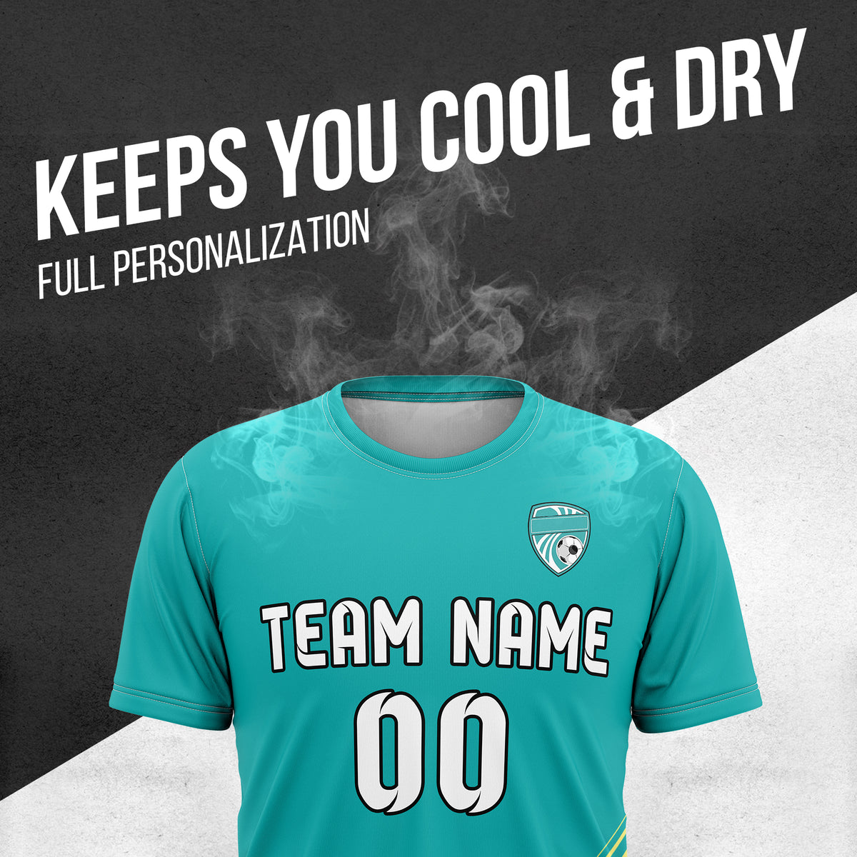 Soccer Jersey - Round Neck - Stripes - Design 4 - Teal