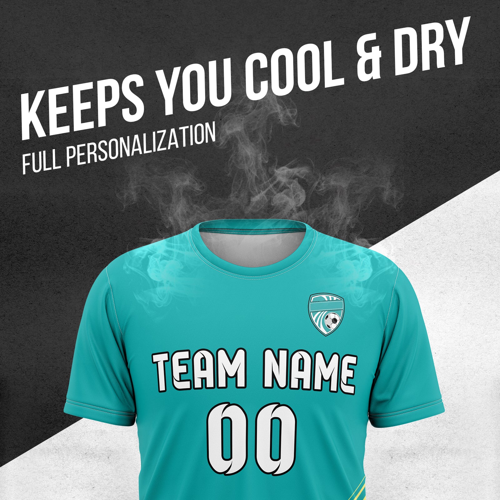 Soccer Jersey - Round Neck - Stripes - Design 4 - Teal