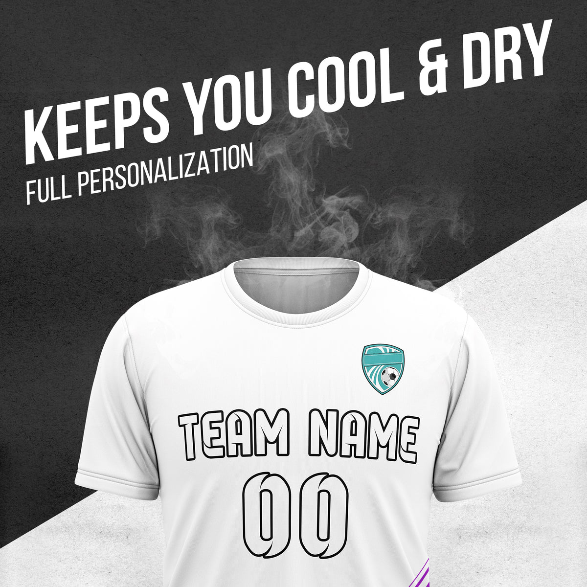 Soccer Jersey - Round Neck - Stripes - Design 4 - White