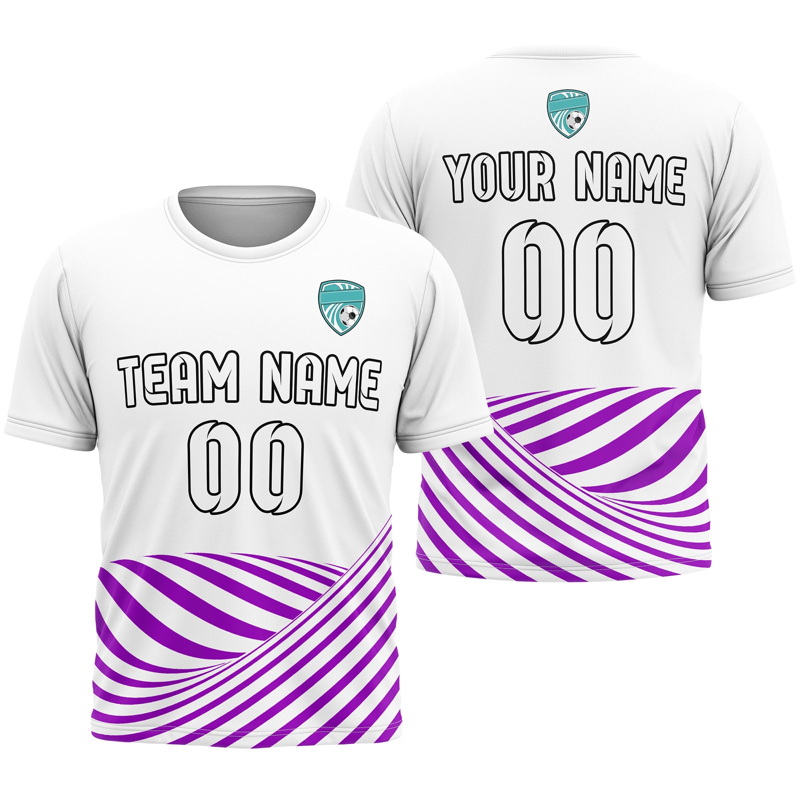 Soccer Jersey - Round Neck - Stripes - Design 4 - White