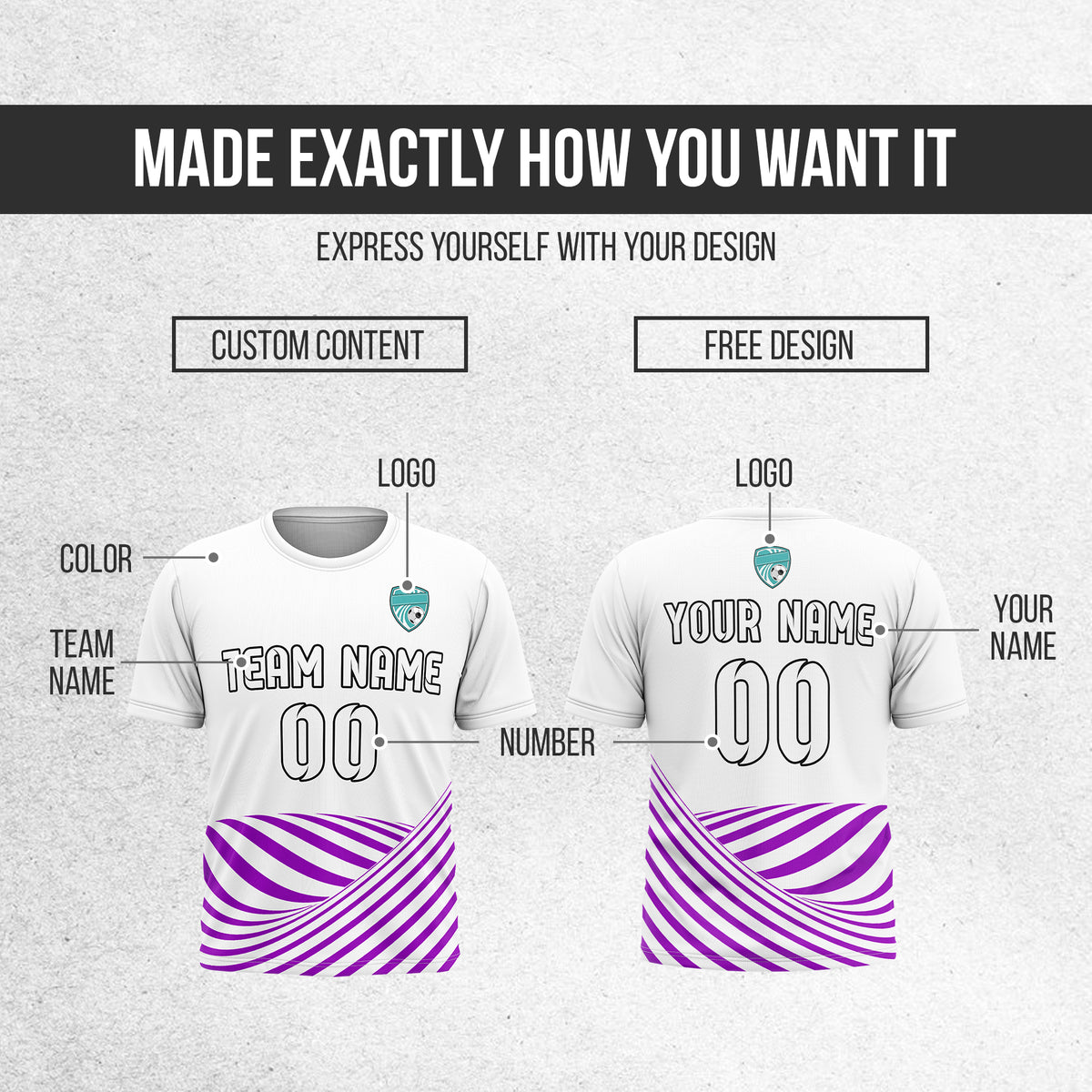 Soccer Jersey - Round Neck - Stripes - Design 4 - White