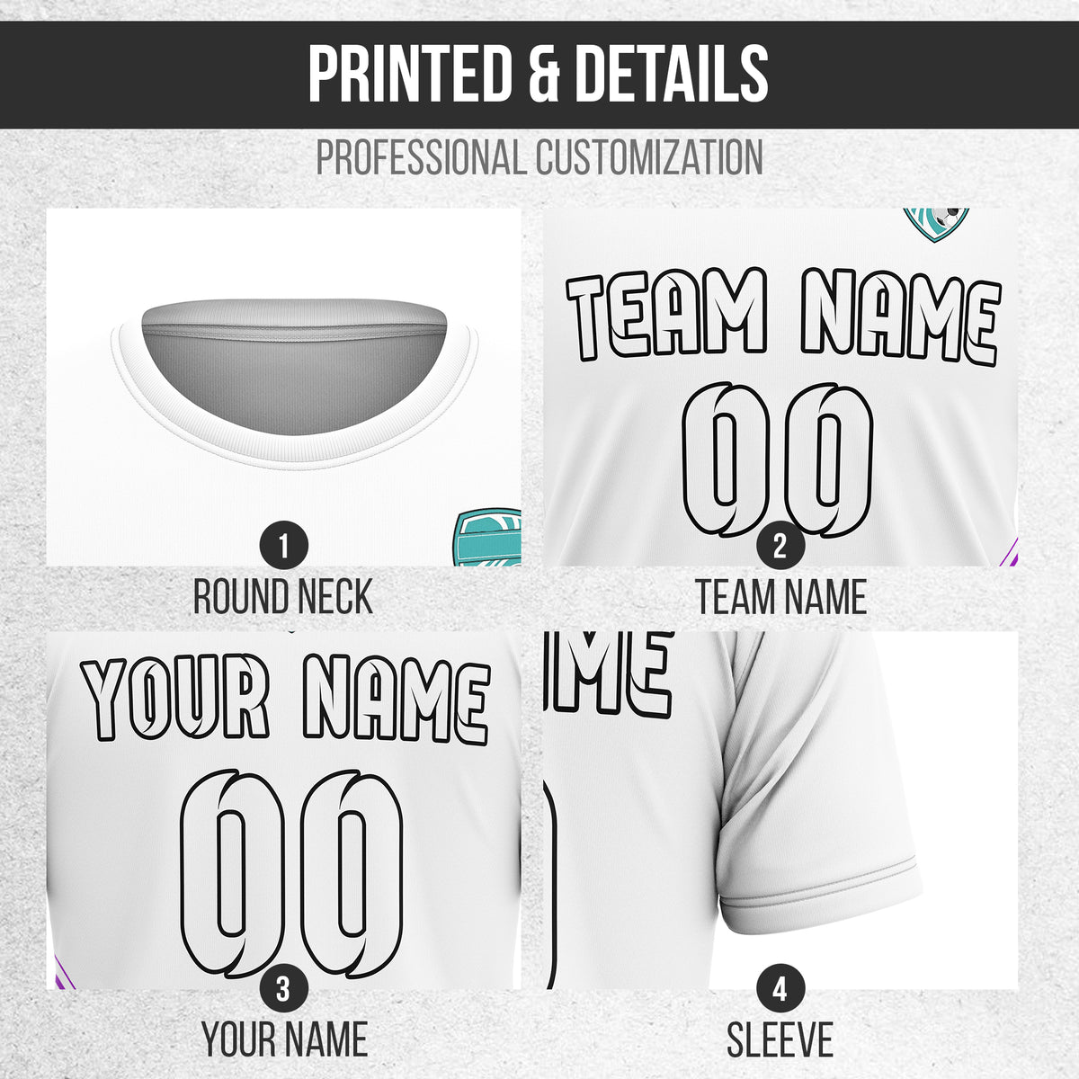 Soccer Jersey - Round Neck - Stripes - Design 4 - White