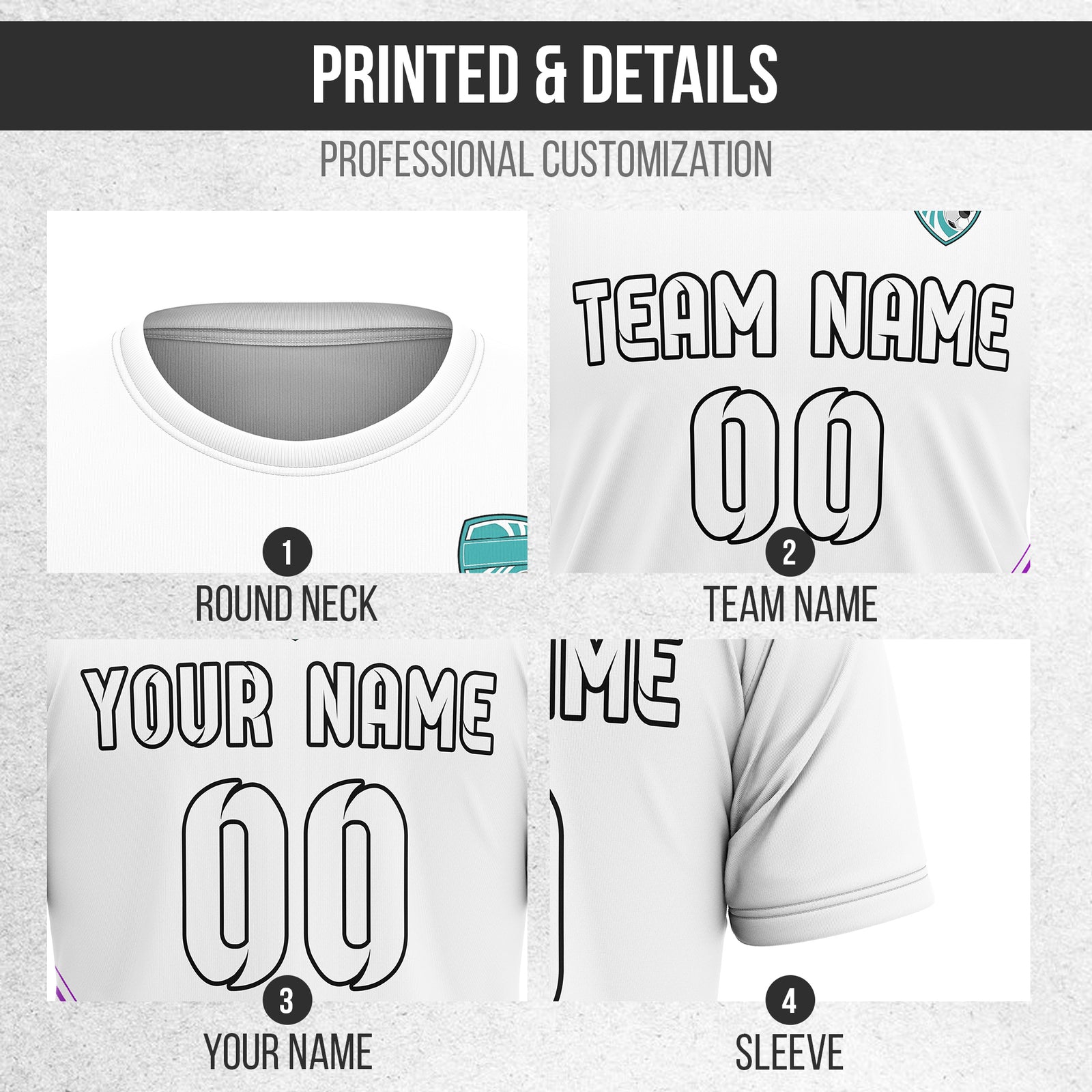 Soccer Jersey - Round Neck - Stripes - Design 4 - White