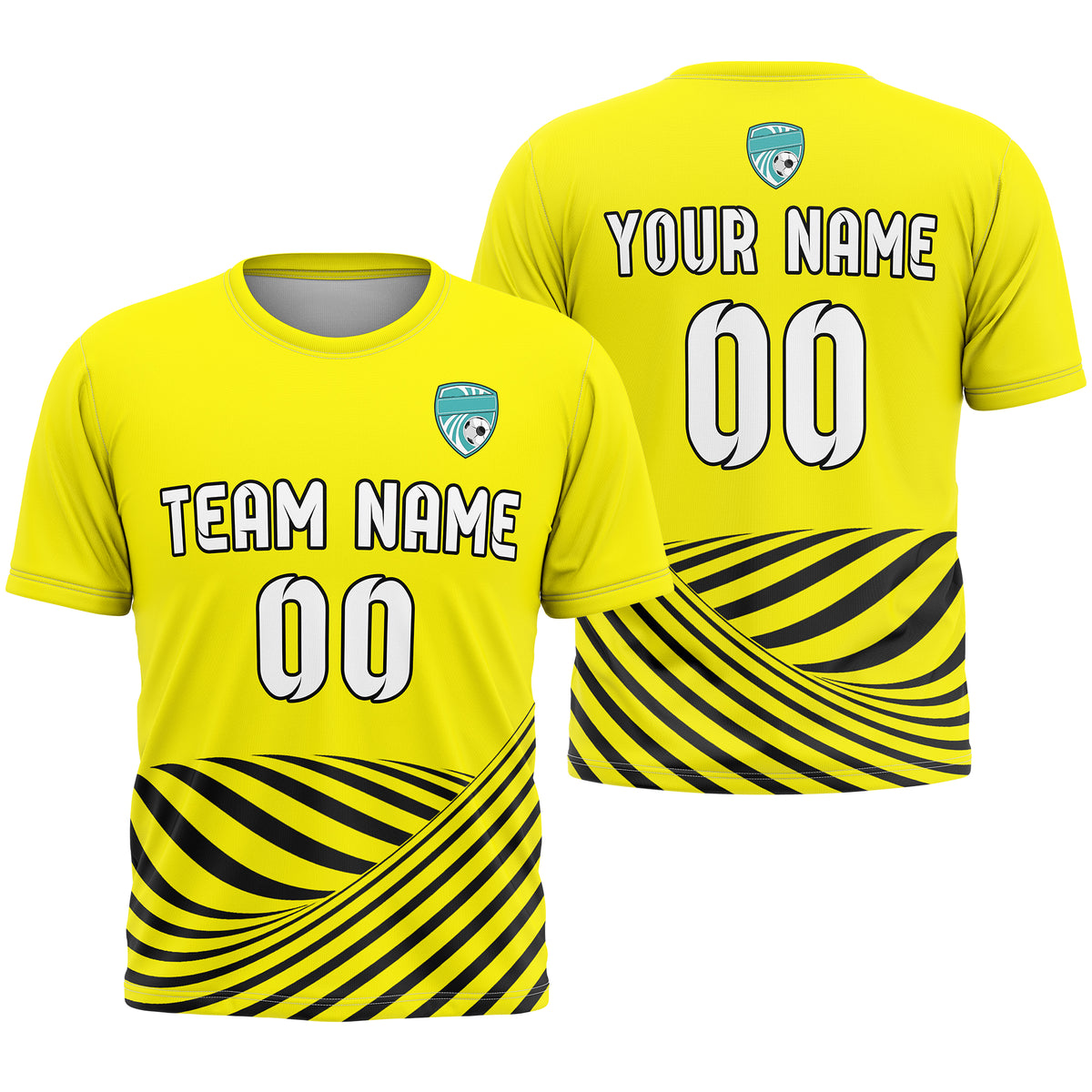 Soccer Jersey - Round Neck - Stripes - Design 4 - Yellow
