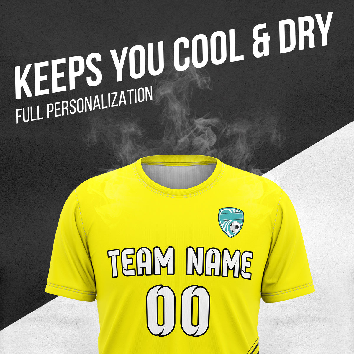 Soccer Jersey - Round Neck - Stripes - Design 4 - Yellow