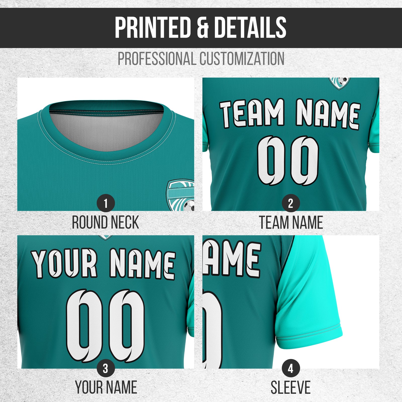 Soccer Jersey - Round Neck - Stripes - Design 5 - Aqua