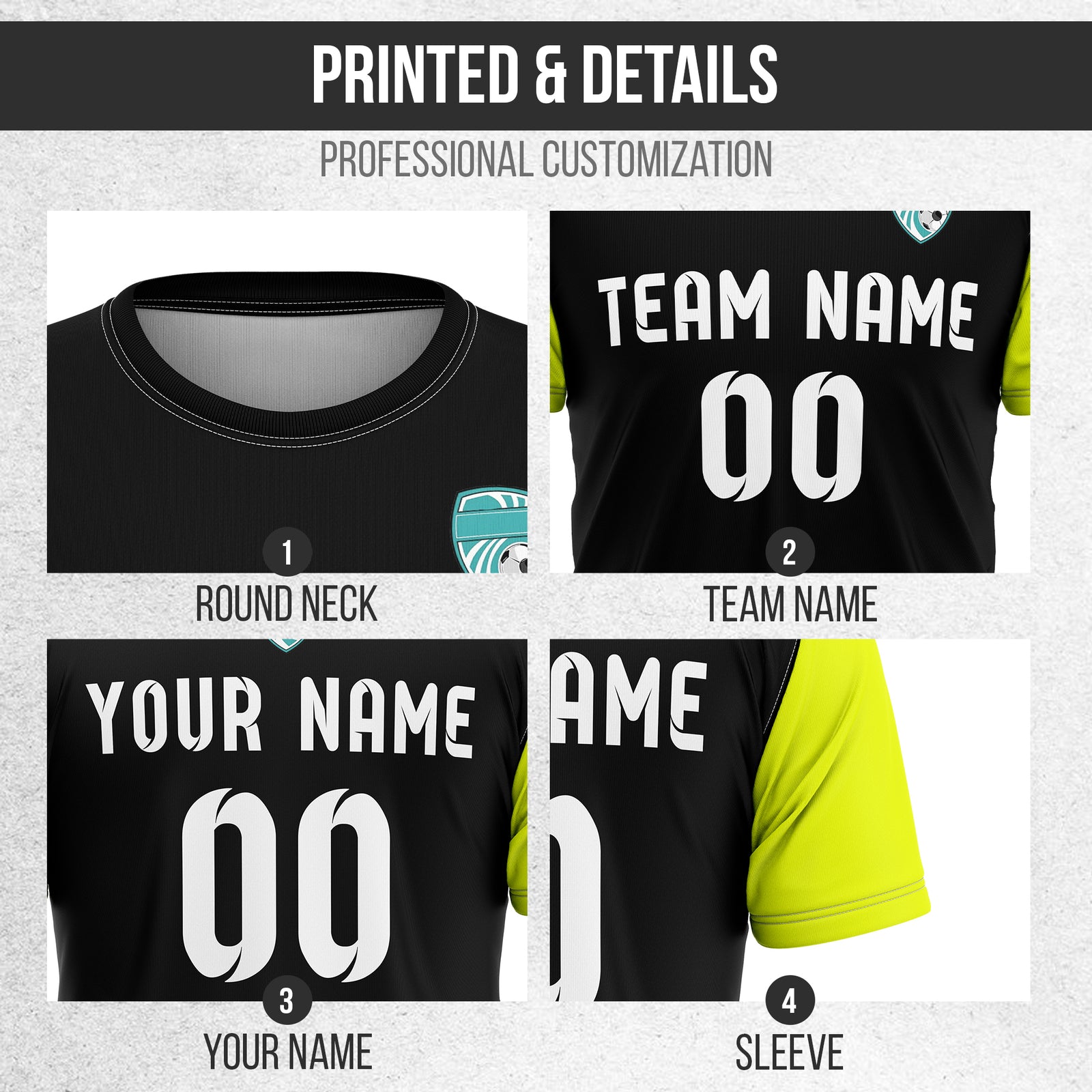 Soccer Jersey - Round Neck - Stripes - Design 5 - Black