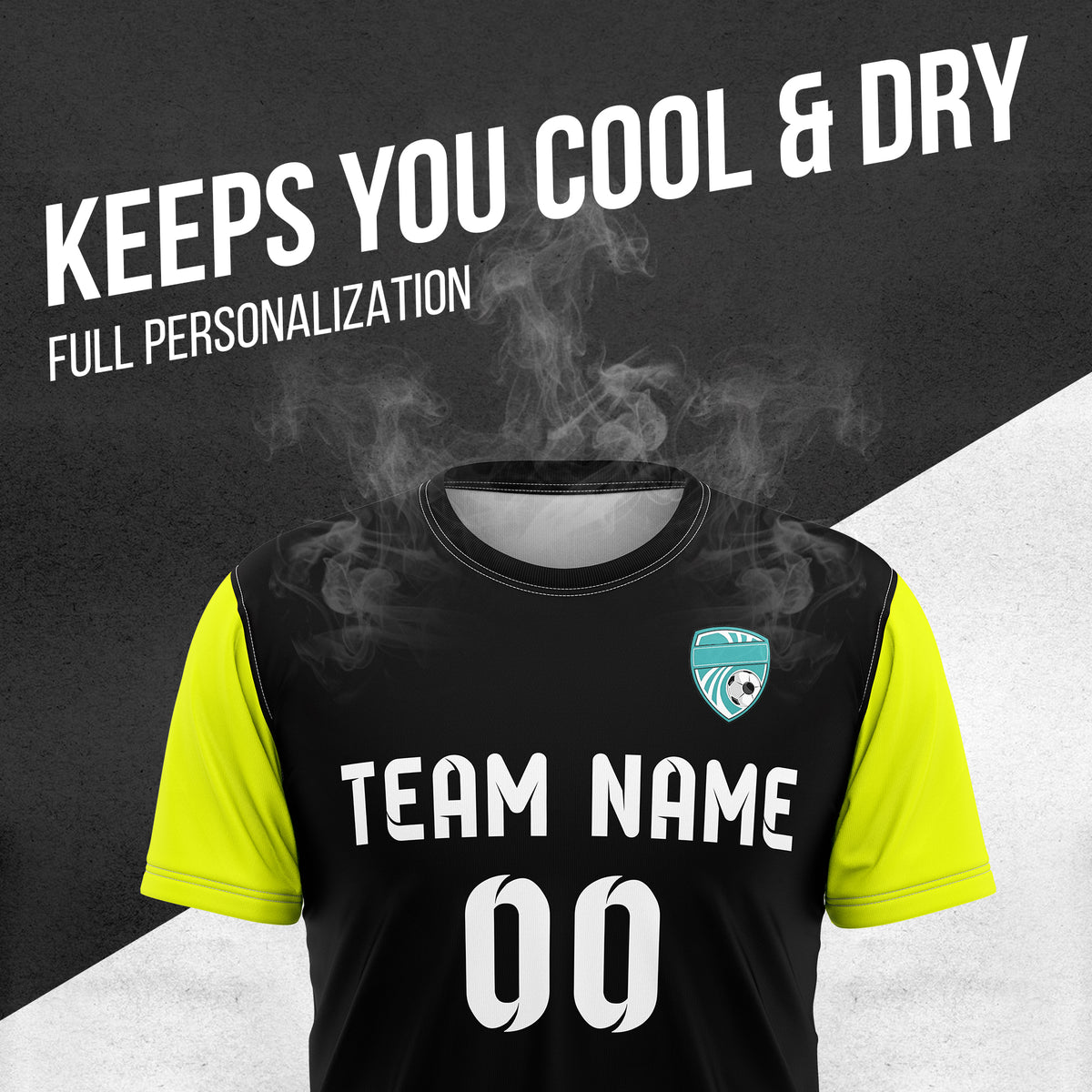 Soccer Jersey - Round Neck - Stripes - Design 5 - Black