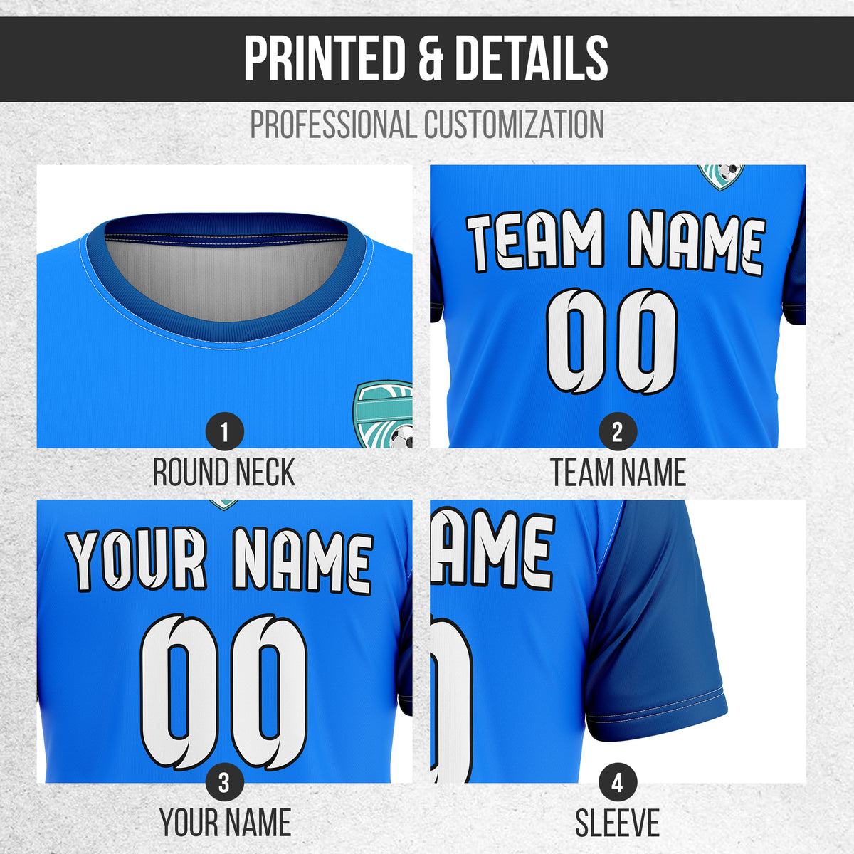 Soccer Jersey - Round Neck - Stripes - Design 5 - Blue