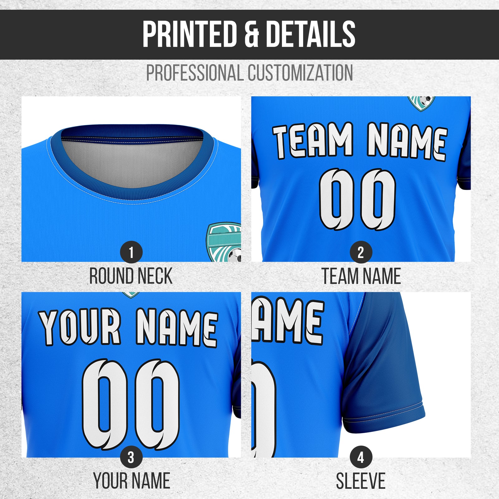 Soccer Jersey - Round Neck - Stripes - Design 5 - Blue