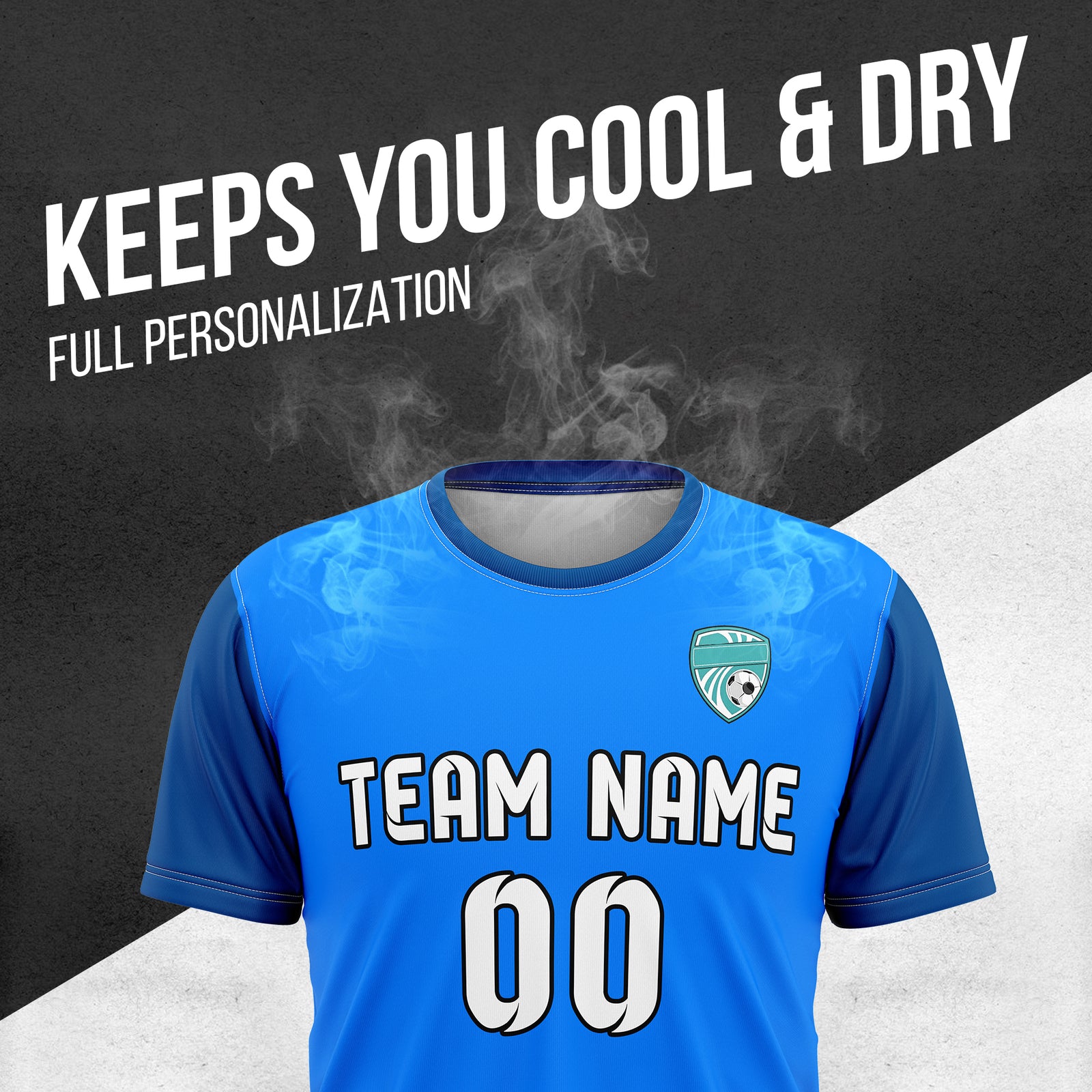 Soccer Jersey - Round Neck - Stripes - Design 5 - Blue