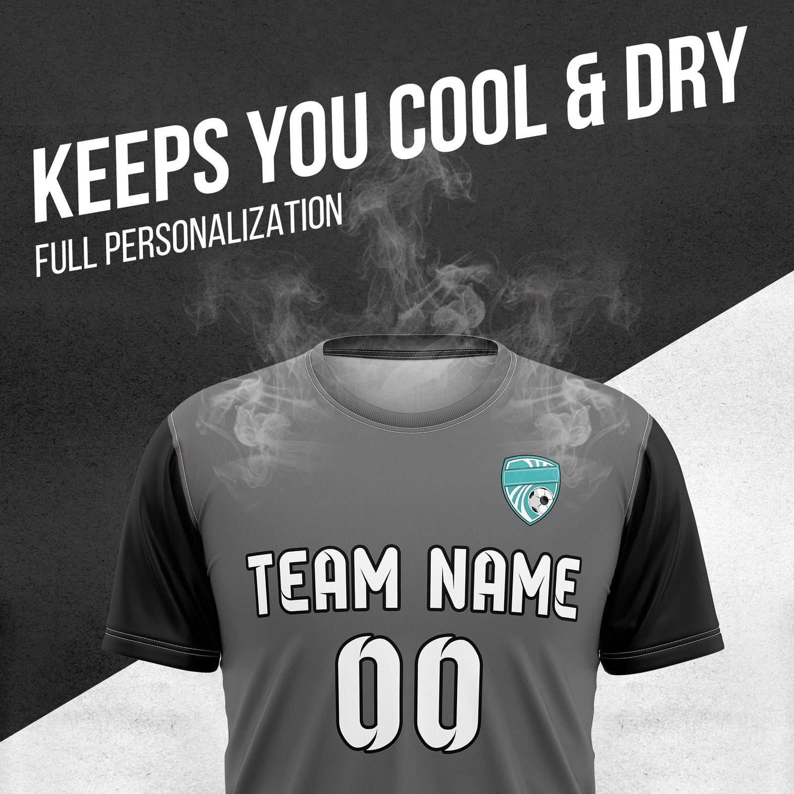 Soccer Jersey - Round Neck - Stripes - Design 5 - Dark Grey