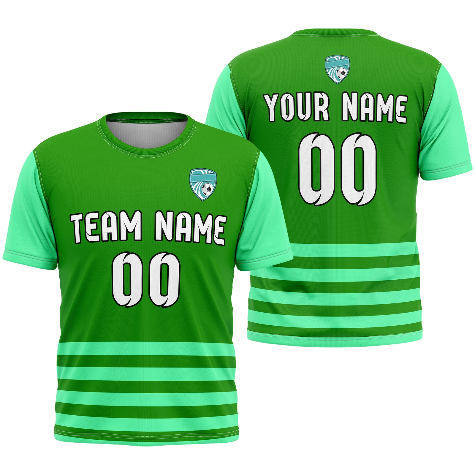 Soccer Jersey - Round Neck - Stripes - Design 5 - Green