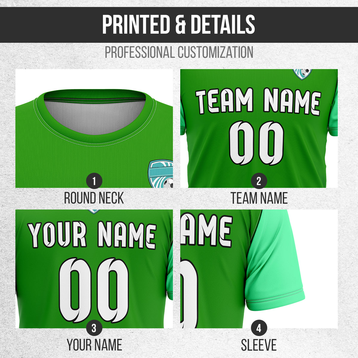 Soccer Jersey - Round Neck - Stripes - Design 5 - Green