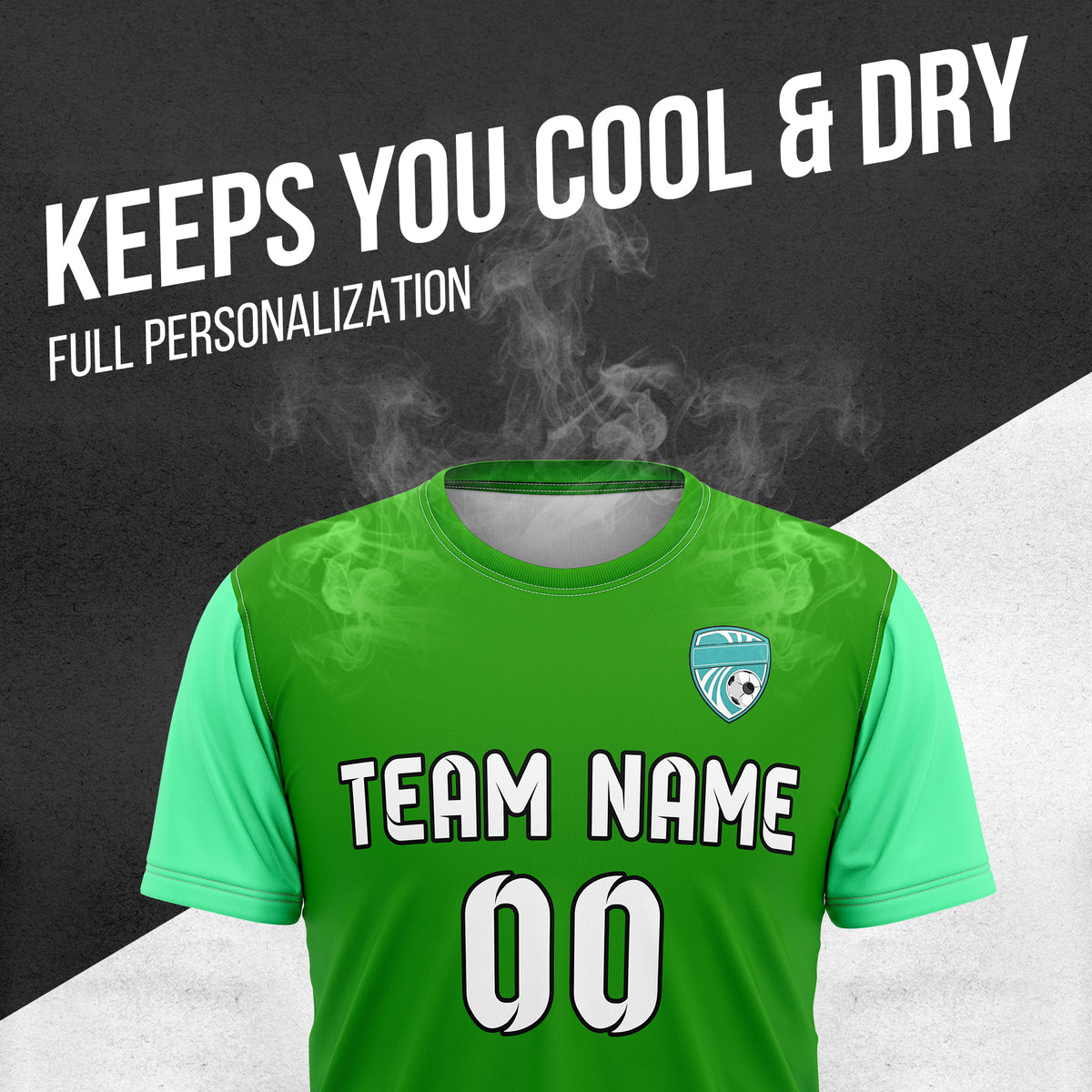 Soccer Jersey - Round Neck - Stripes - Design 5 - Green