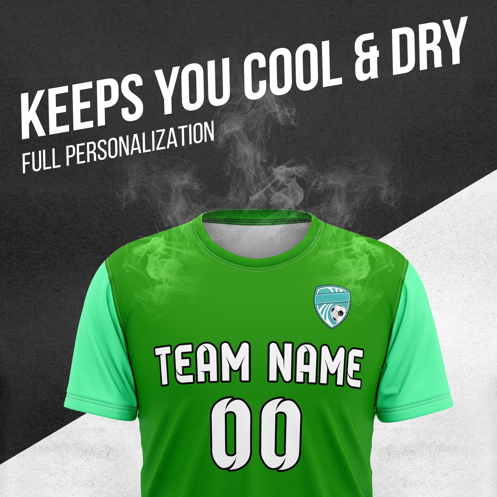 Soccer Jersey - Round Neck - Stripes - Design 5 - Green