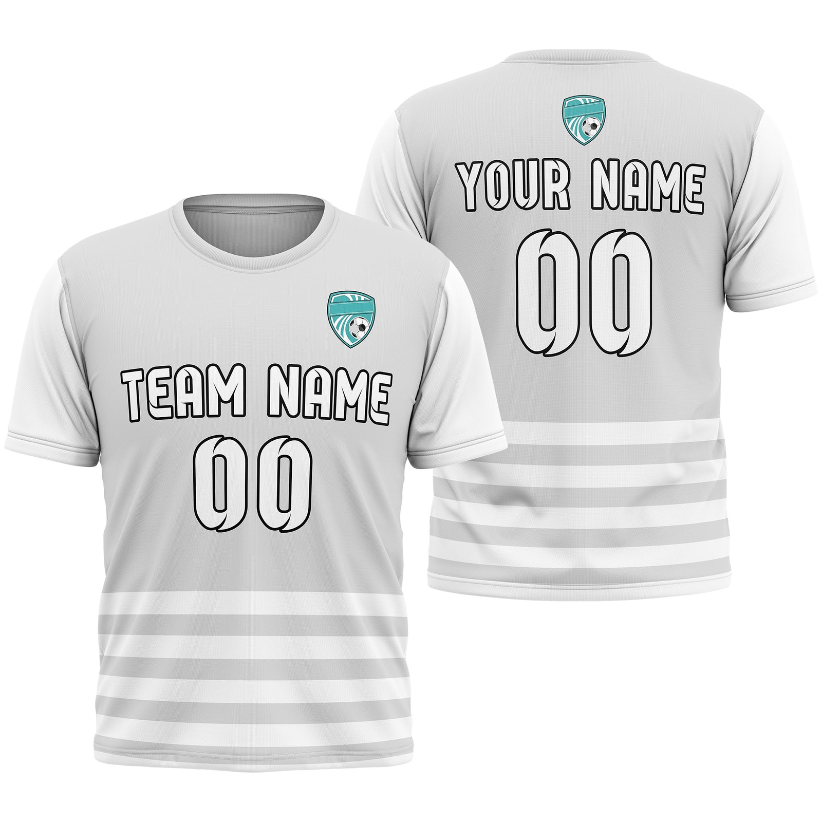 Soccer Jersey - Round Neck - Stripes - Design 5 - Grey