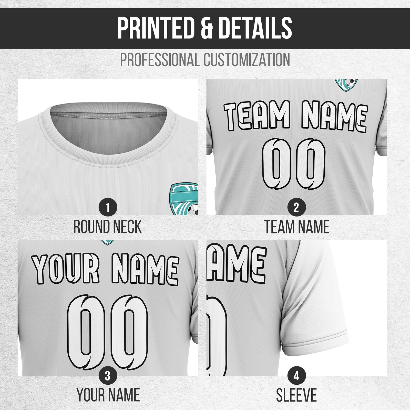 Soccer Jersey - Round Neck - Stripes - Design 5 - Grey