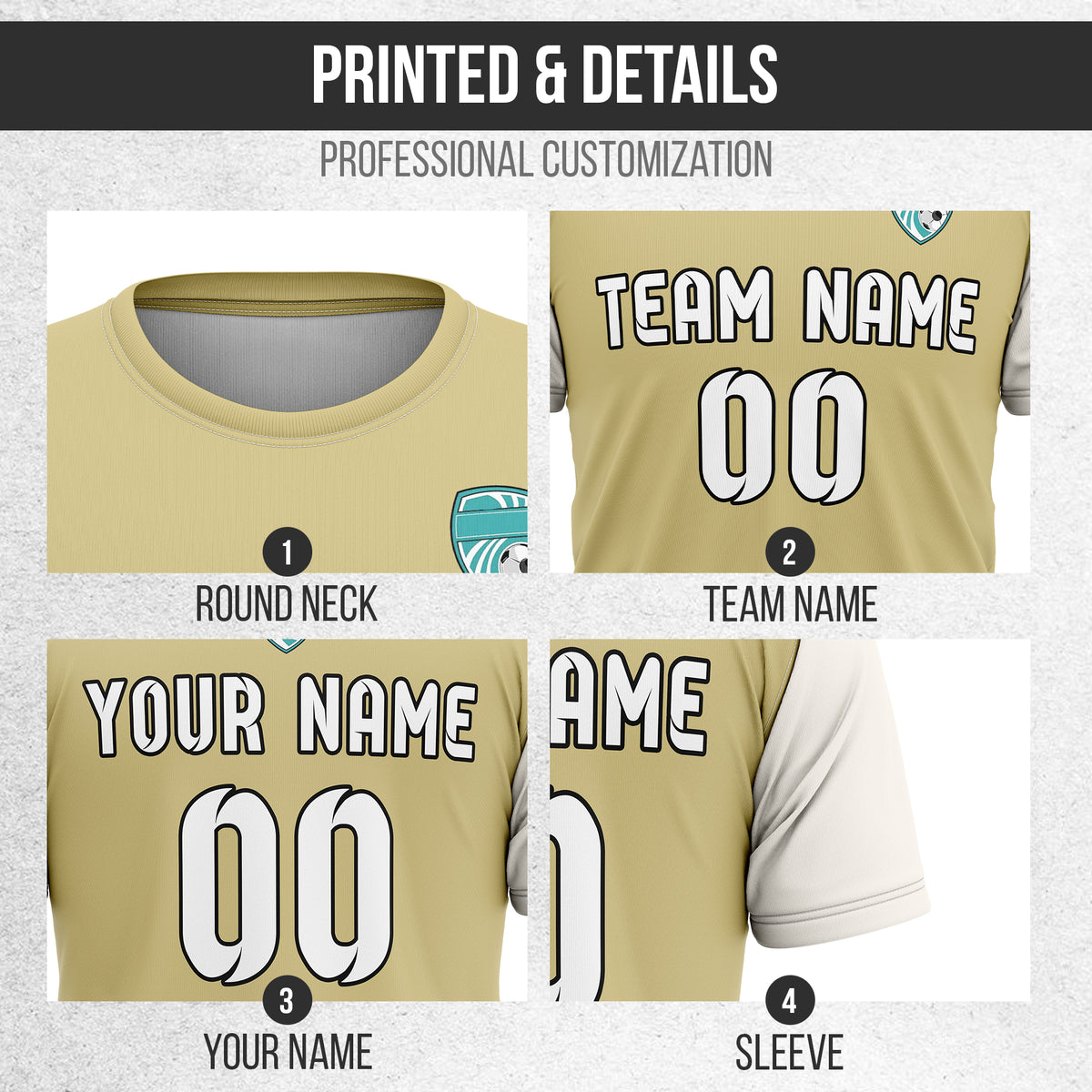 Soccer Jersey - Round Neck - Stripes - Design 5 - Khakhii