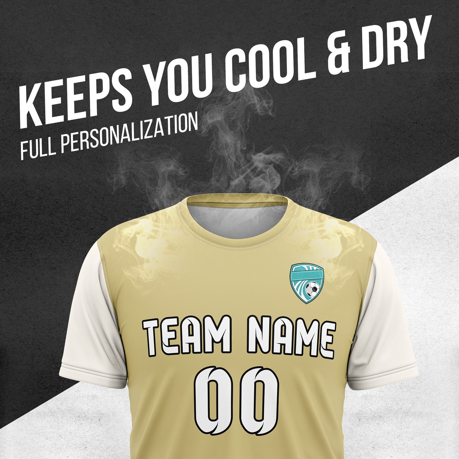 Soccer Jersey - Round Neck - Stripes - Design 5 - Khakhii