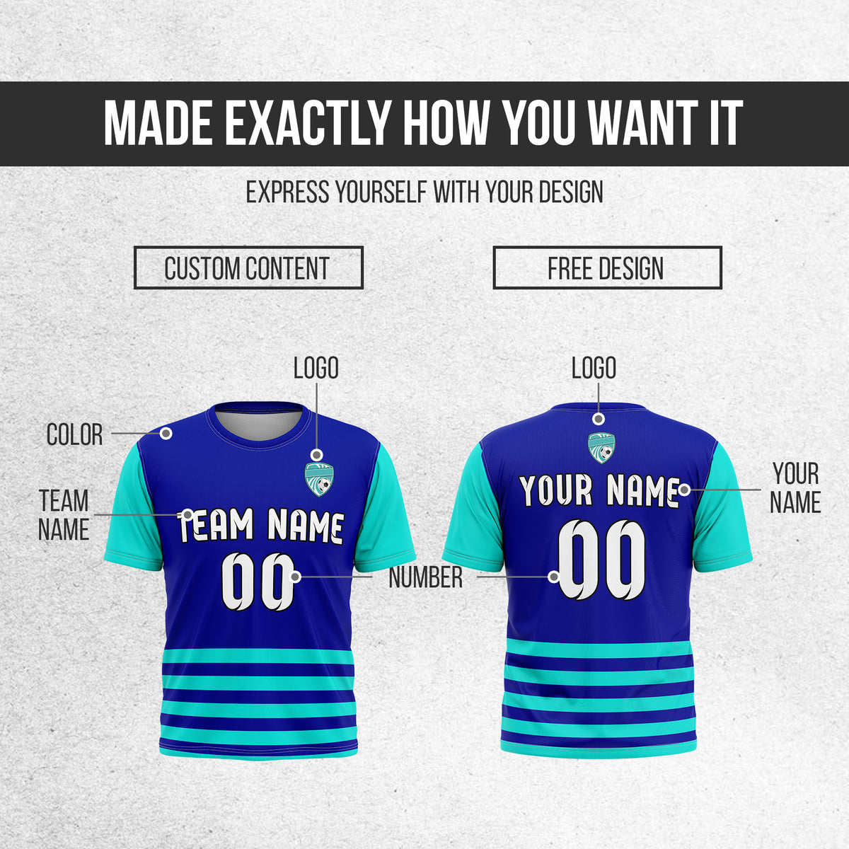 Soccer Jersey - Round Neck - Stripes - Design 5 - Navy