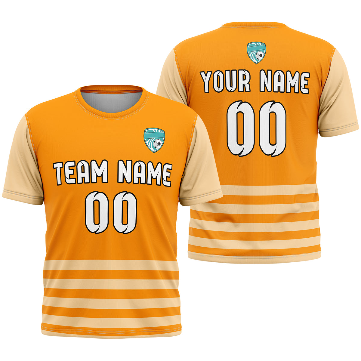 Soccer Jersey - Round Neck - Stripes - Design 5 - Orange