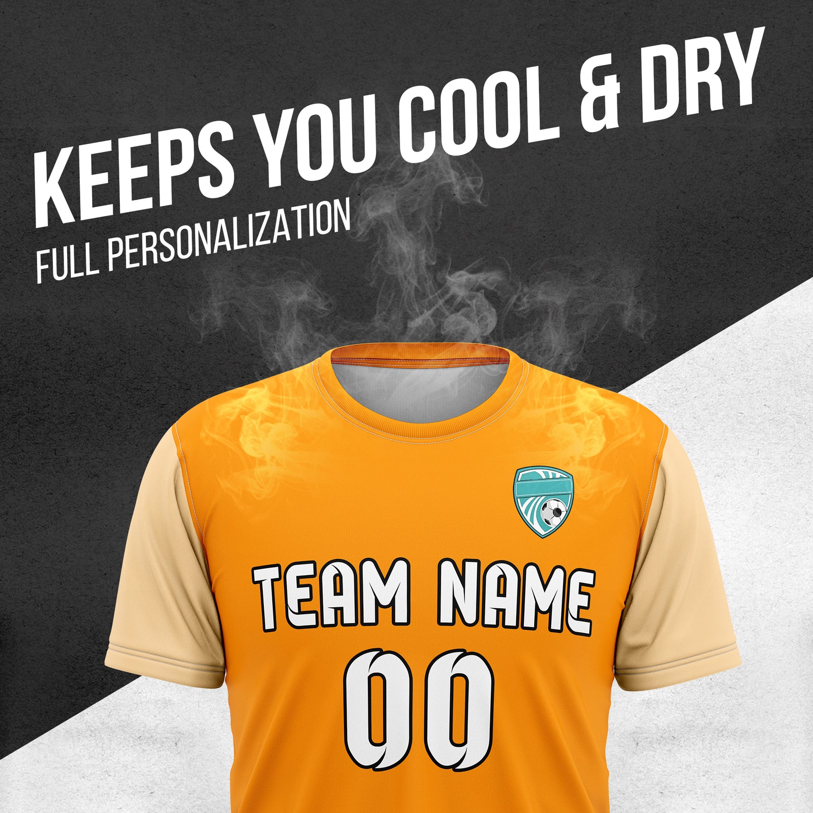 Soccer Jersey - Round Neck - Stripes - Design 5 - Orange