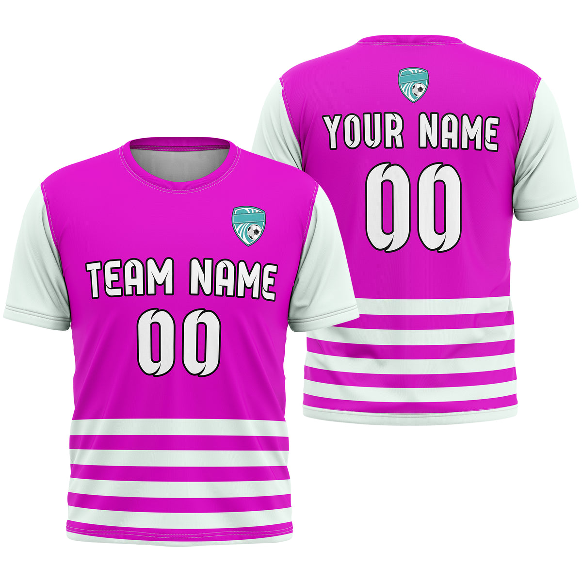 Soccer Jersey - Round Neck - Stripes - Design 5 - Purple