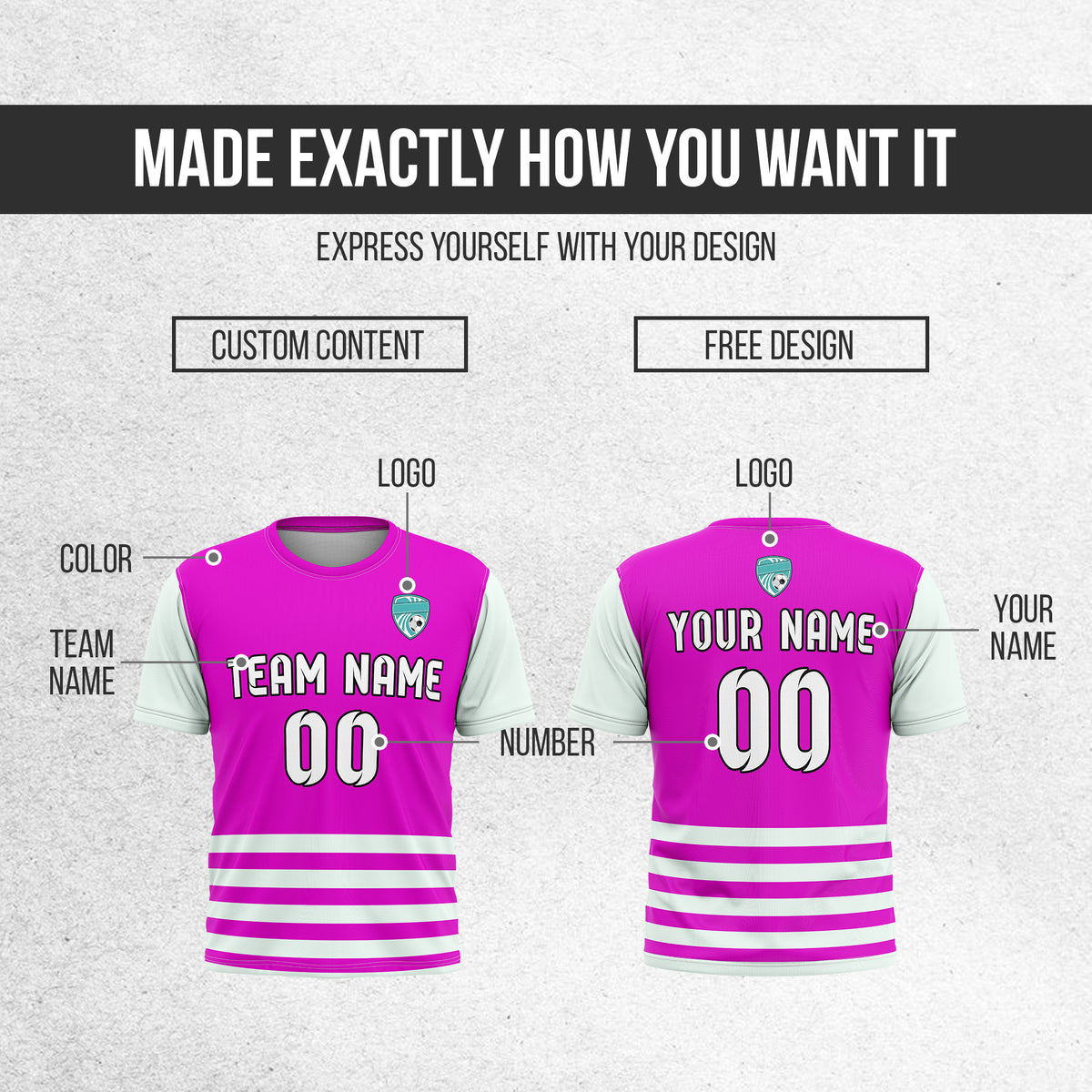 Soccer Jersey - Round Neck - Stripes - Design 5 - Purple