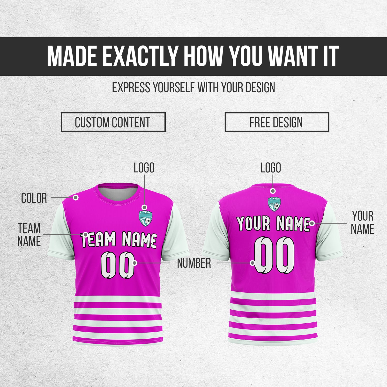 Soccer Jersey - Round Neck - Stripes - Design 5 - Purple