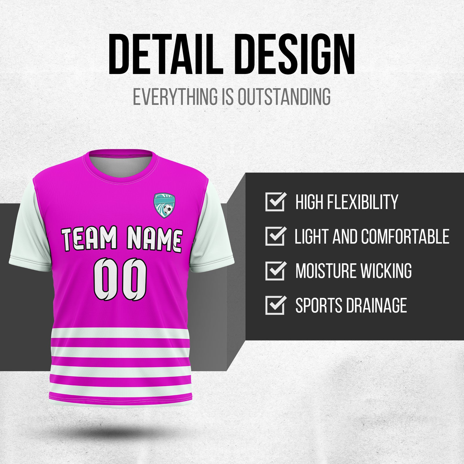 Soccer Jersey - Round Neck - Stripes - Design 5 - Purple