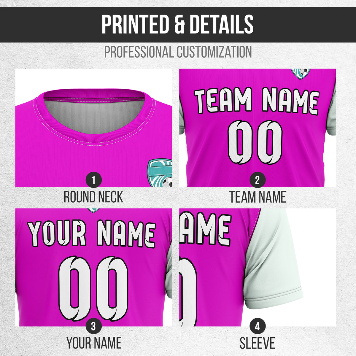 Soccer Jersey - Round Neck - Stripes - Design 5 - Purple