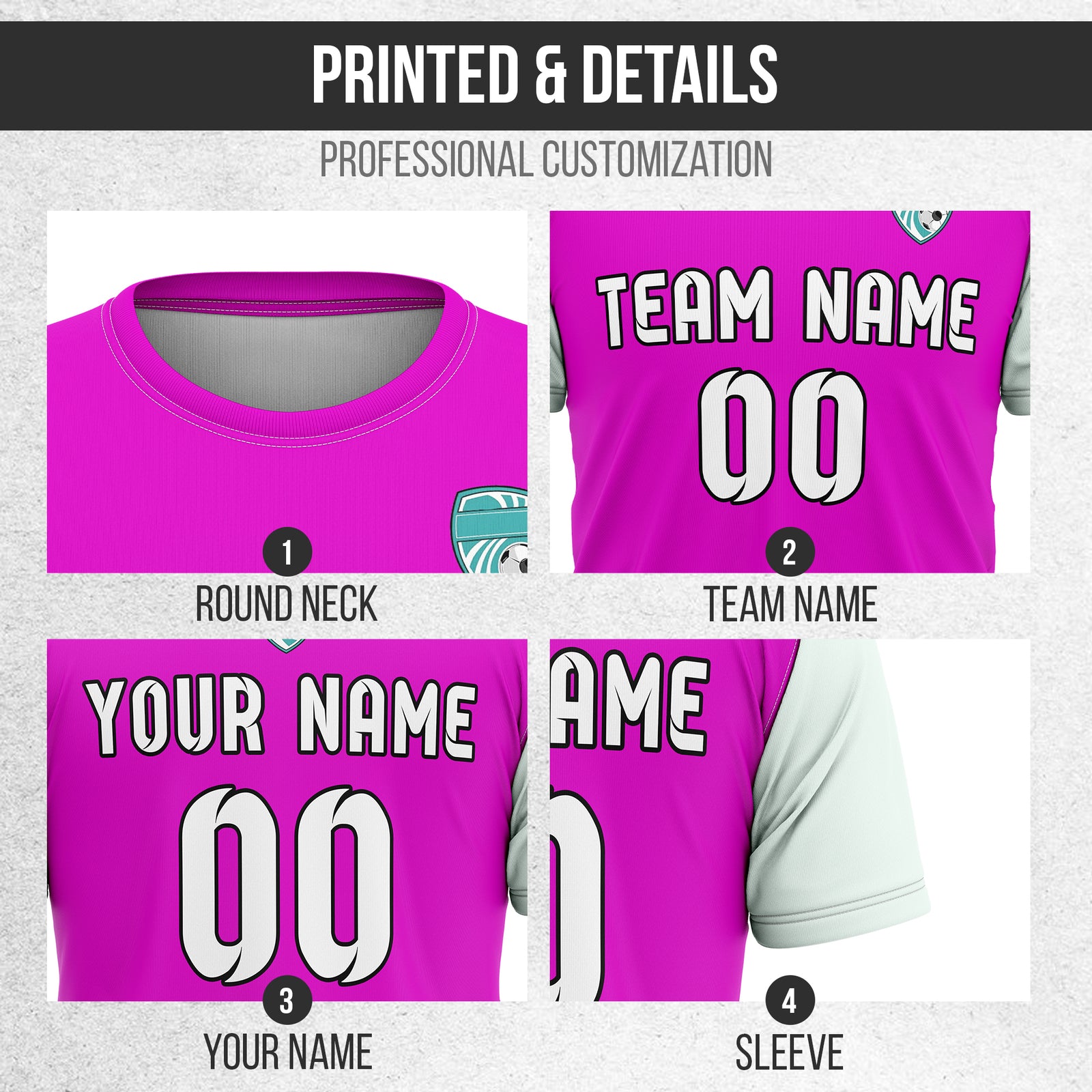 Soccer Jersey - Round Neck - Stripes - Design 5 - Purple