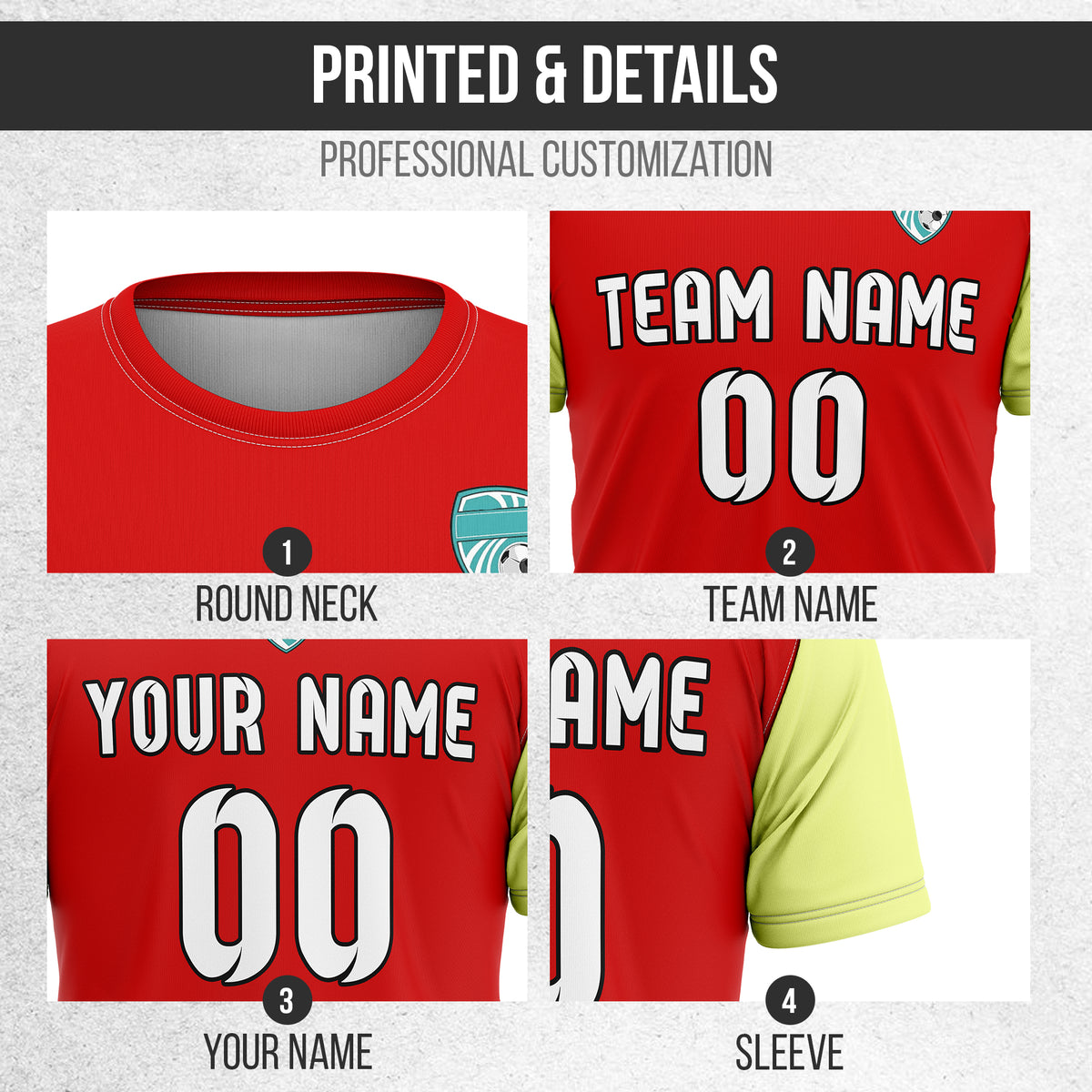 Soccer Jersey - Round Neck - Stripes - Design 5 - Red