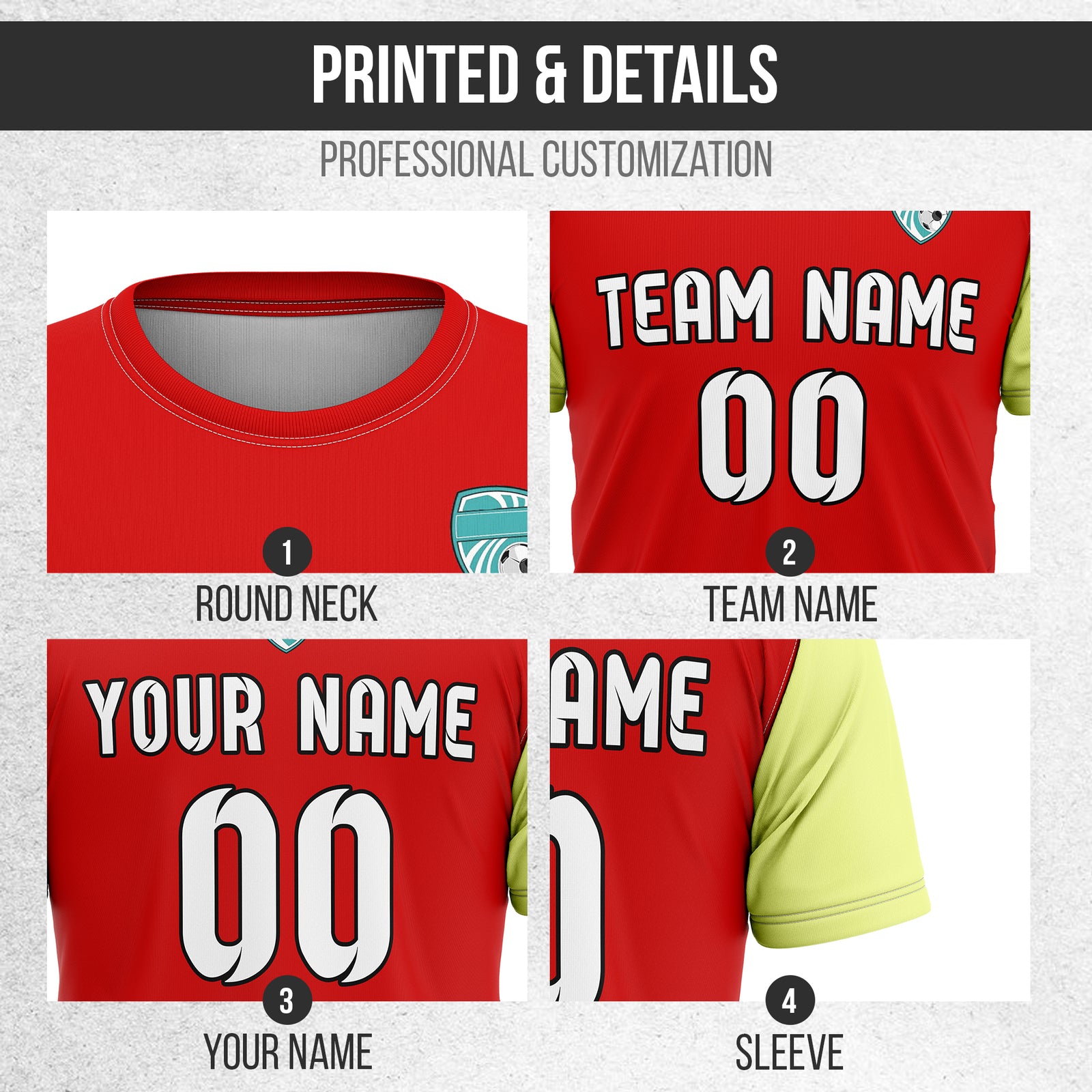 Soccer Jersey - Round Neck - Stripes - Design 5 - Red