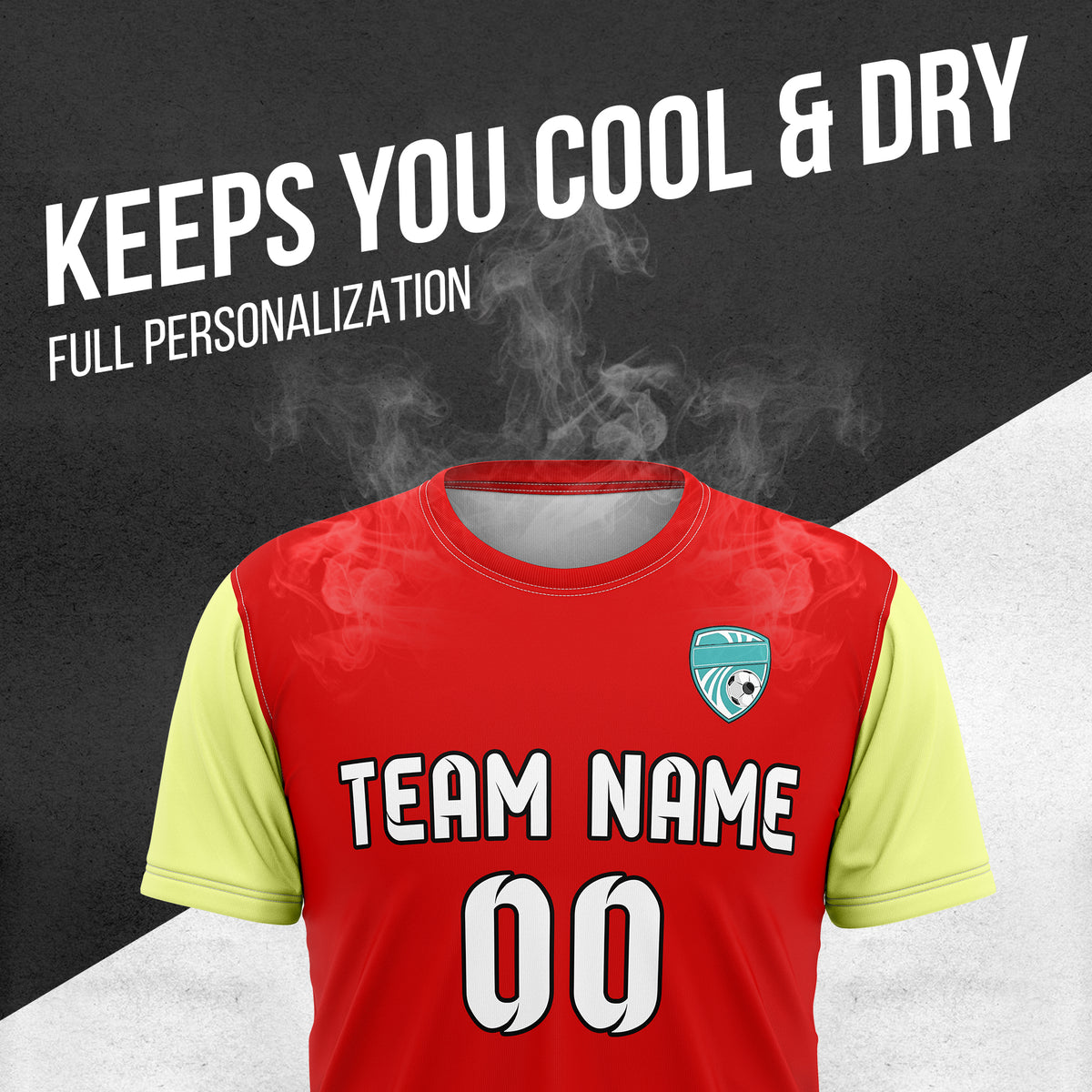 Soccer Jersey - Round Neck - Stripes - Design 5 - Red