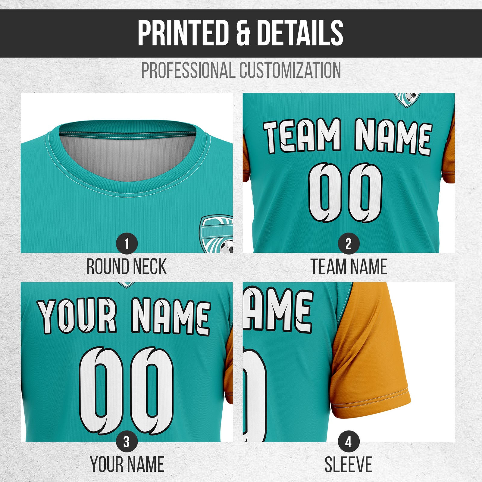 Soccer Jersey - Round Neck - Stripes - Design 5 - Teal