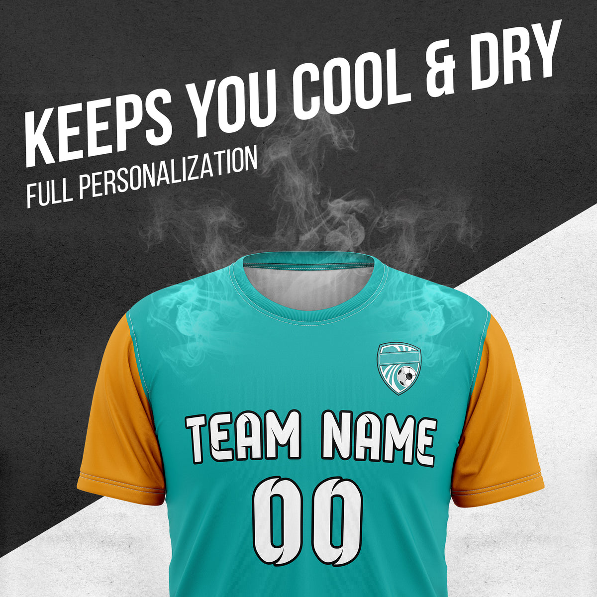 Soccer Jersey - Round Neck - Stripes - Design 5 - Teal