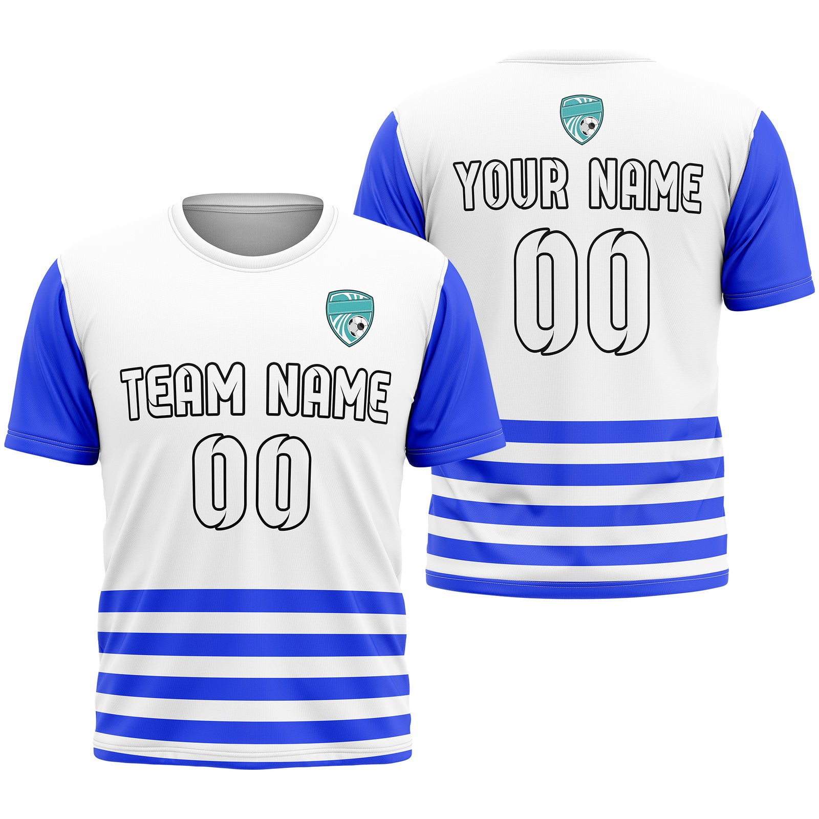 Soccer Jersey - Round Neck - Stripes - Design 5 - White