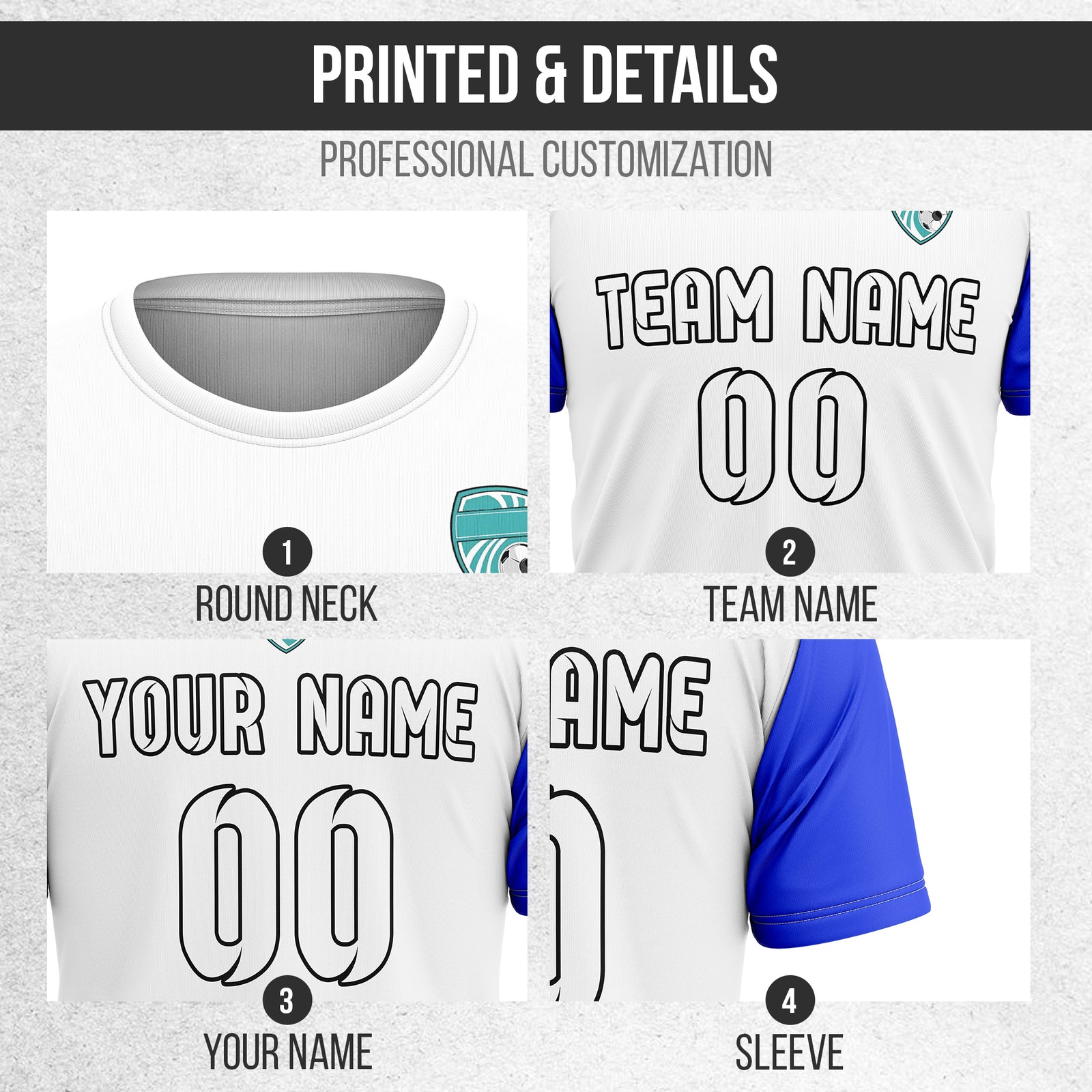 Soccer Jersey - Round Neck - Stripes - Design 5 - White