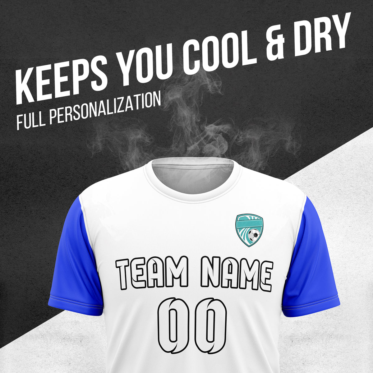 Soccer Jersey - Round Neck - Stripes - Design 5 - White