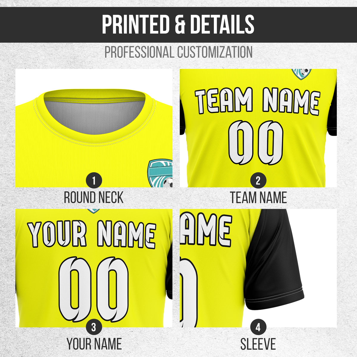 Soccer Jersey - Round Neck - Stripes - Design 5 - Yellow